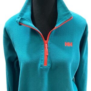 Helly Hansen Polartec Fleece Pullover Teal & Coral 1/4 Zip Women's Size 2XL